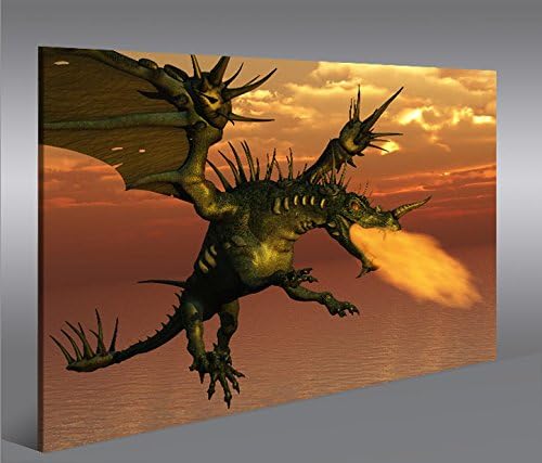 islandburner Bild Bilder auf Leinwand Drache V2 1p XXL Poster Leinwandbild Wandbild Dekoartikel Wohn