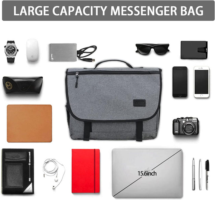 RAVUO Kuriertasche für Herren, wasserabweisend, leicht, 39,6 cm (15,6 Zoll) Laptop, Aktentaschen, Bu