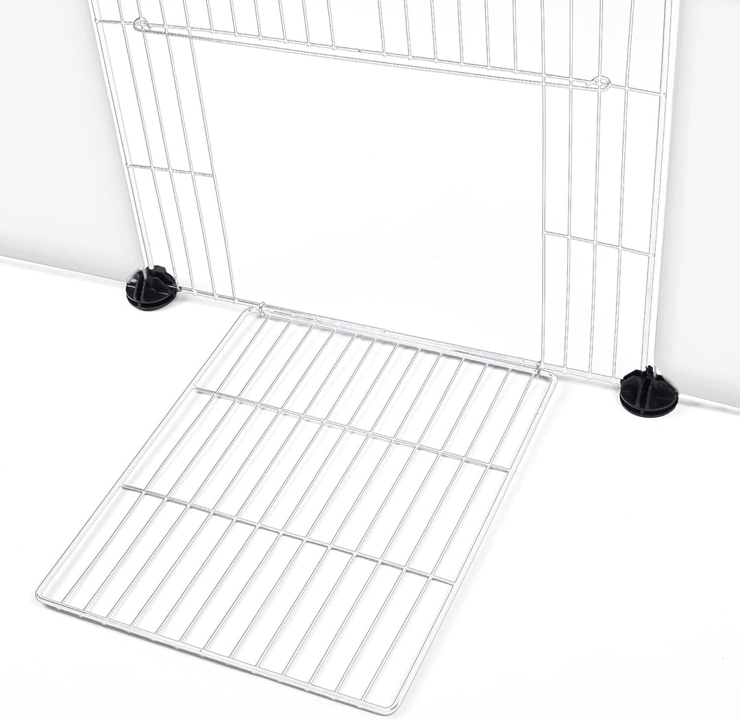 Freigehege Gittergehege für Kaninchen, Meerschweinchen Käfig Gehege, Kleintierkäfig inkl. Tür, Welpe