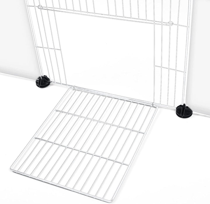 Freigehege Gittergehege für Kaninchen, Meerschweinchen Käfig Gehege, Kleintierkäfig inkl. Tür, Welpe