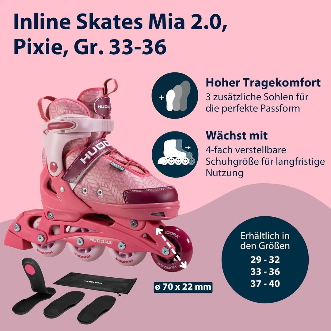 HUDORA Inline Skates Mia / Leon 2.0 - Inliner für Kinder / Jugendliche & Erwachsene in versch. Gröss
