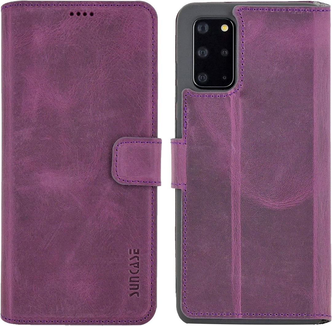 Suncase Book-Style Hülle kompatibel mit Samsung Galaxy S20 Plus Leder Tasche (Slim-Fit) Lederhülle H