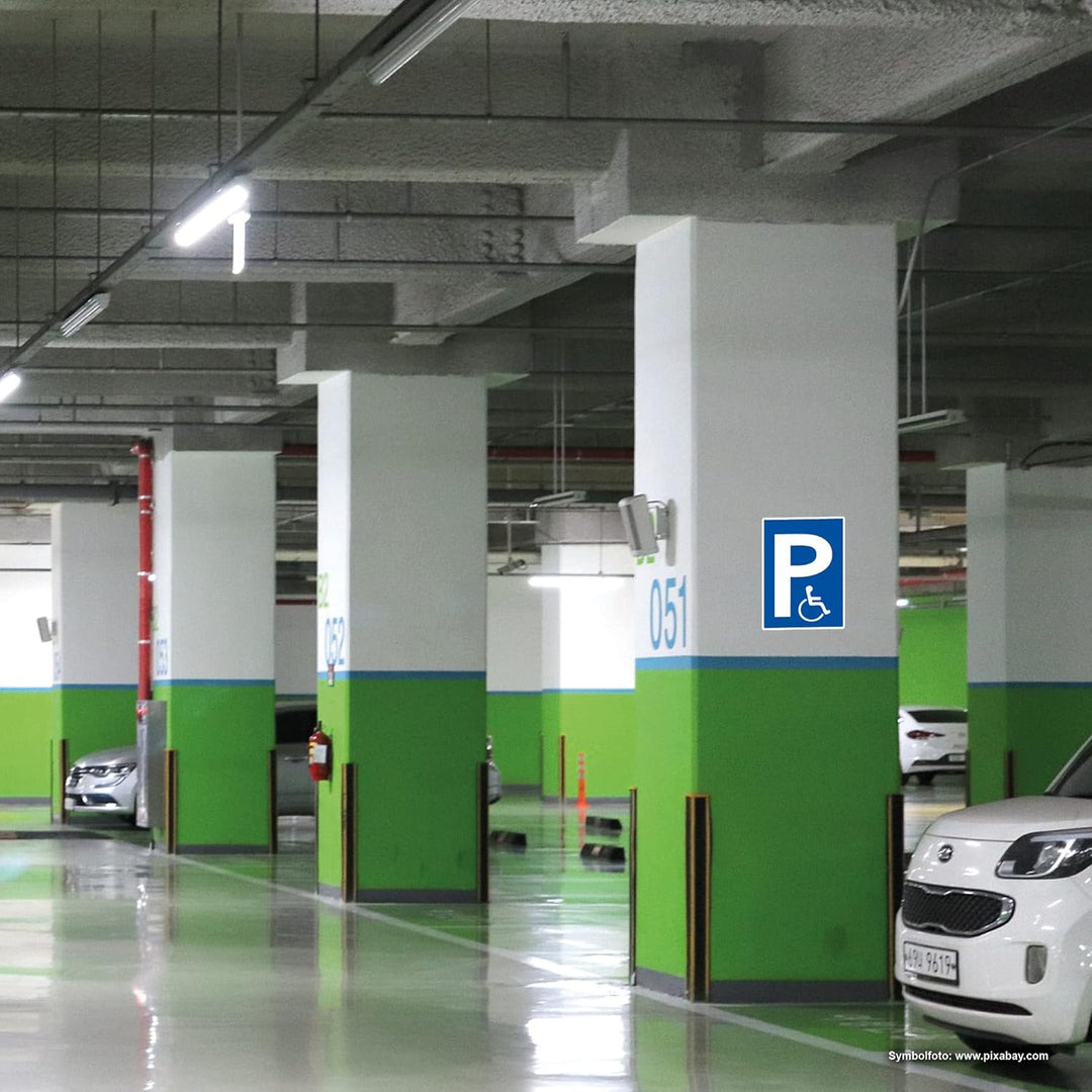 5 Stück XXL Behindertenparkplatz Schild 30 x 40 cm aus stabiler PVC Hartschaumplatte 5mm Parkplatz f
