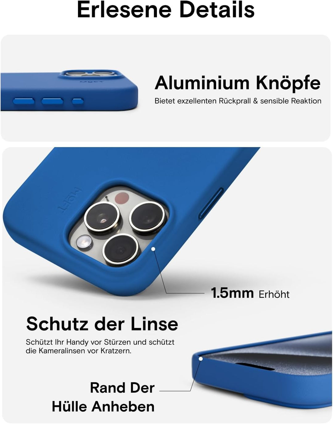 MOFT Magnetische Hülle für iPhone 15 Pro Kompatibel mit MagSafe, MOVAS Vegane Lederhülle, Weiches Be