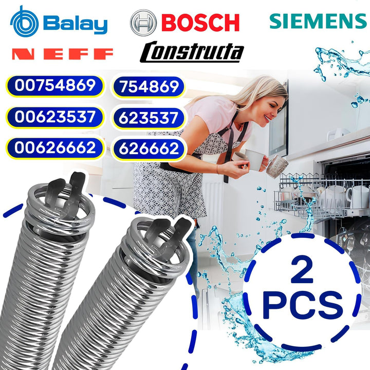 Reparaturset Scharniere in Schwarz und Feder für Geschirrspüler mit dem Originalcode 00754869 für Bo