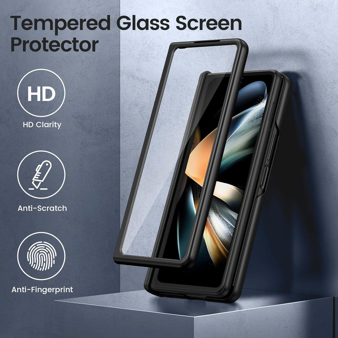 HWeggo Handyhülle für Samsung Galaxy Z Fold 4 Hülle mit Ständer,Galaxy Z Fold 4 Schutzhülle mit Disp