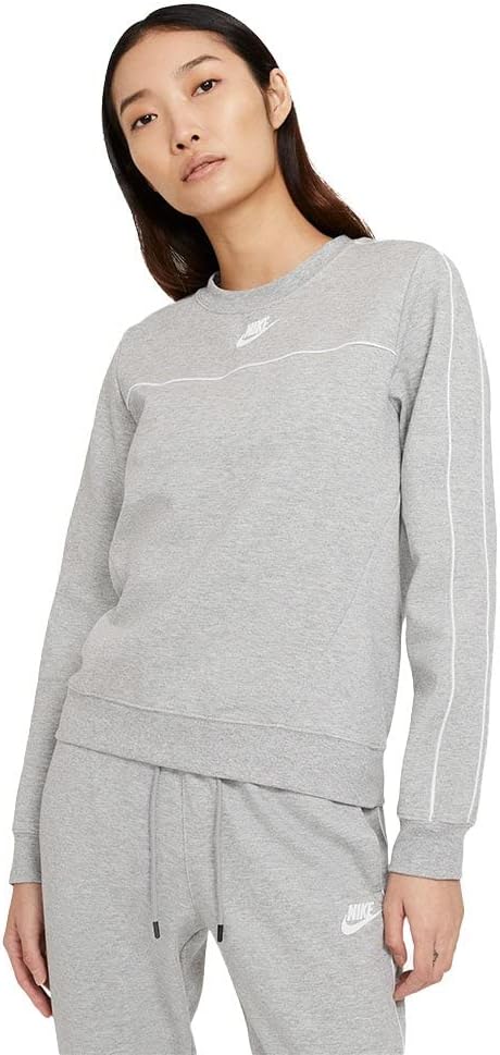 Nike Damen Sw Mlnm Essntl Langarmshirt XS Dk Grey Heather/White, XS Dk Grey Heather/White
