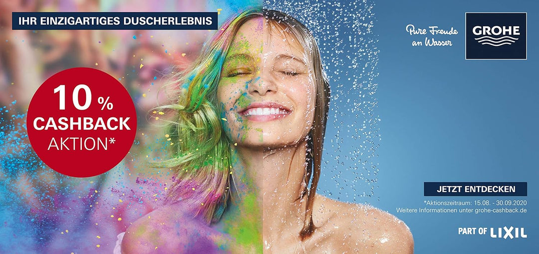 GROHE Rainshower 130 SmartActive Cube | Wandhalterset 3 Strahlarten | Chrom | 26588000 Handbrausehal