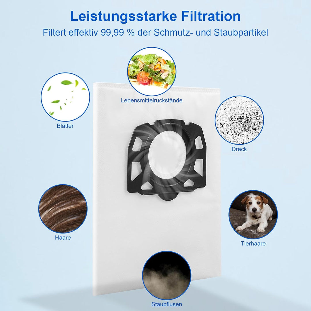 Fishoney 10 Stück KFI 487 Staubsaugerbeutel für Kärcher WD4 WD5 WD6 WD5P WD6P MV4 MV5 MV6 Vliesfilte