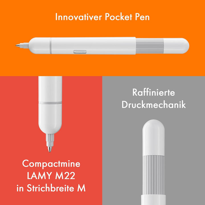 LAMY pico kleiner Taschen-Kugelschreiber 288 aus Metall im Lack-Finish in der Farbe weiss mit Druckm