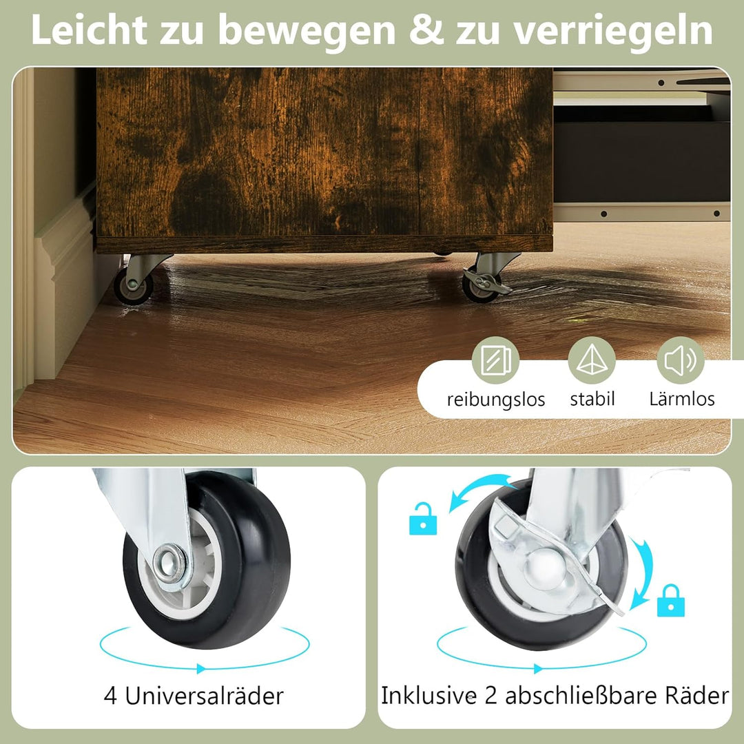 COSTWAY Rollcontainer mit 5 Schubladen, mobiler Aktenschrank mit Rädern, Bürocontainer Schubladensch