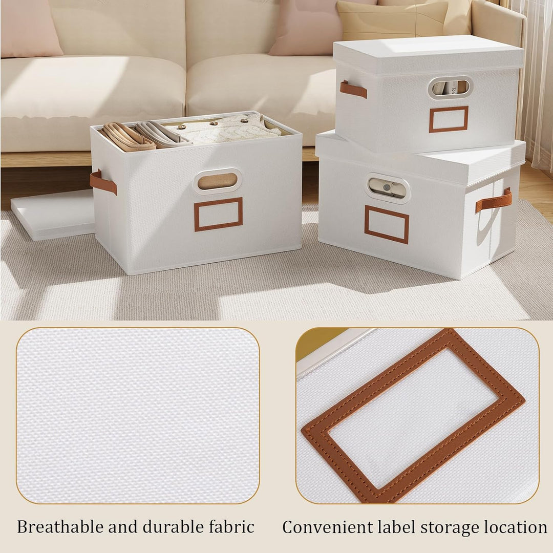OUTBROS Aufbewahrungsbox mit Deckel und Griff, Faltbarer Aufbewahrungsbox aus Stoff Aufbewahrungskör