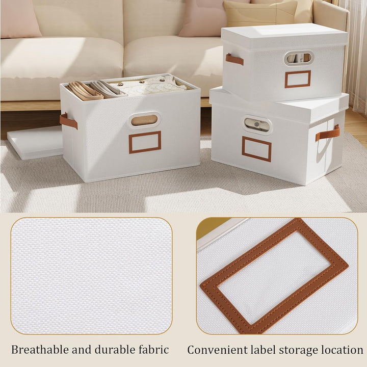 OUTBROS Aufbewahrungsbox mit Deckel und Griff, Faltbarer Aufbewahrungsbox aus Stoff Aufbewahrungskör