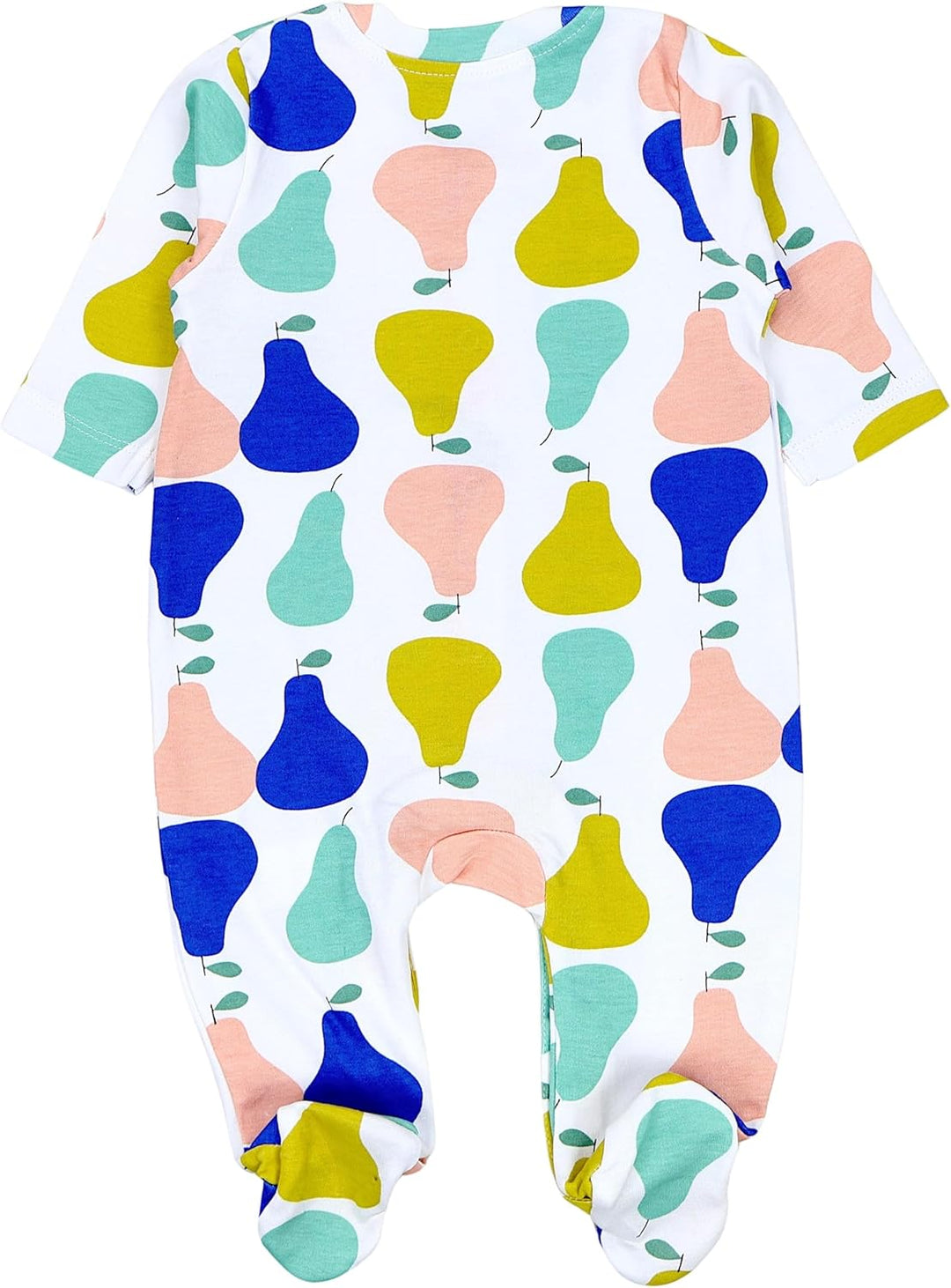TupTam Baby Mädchen Schlafstrampler mit Fuss 3er Pack 50 Blau Aprikose Streifen Früchte, 50 Blau Apr