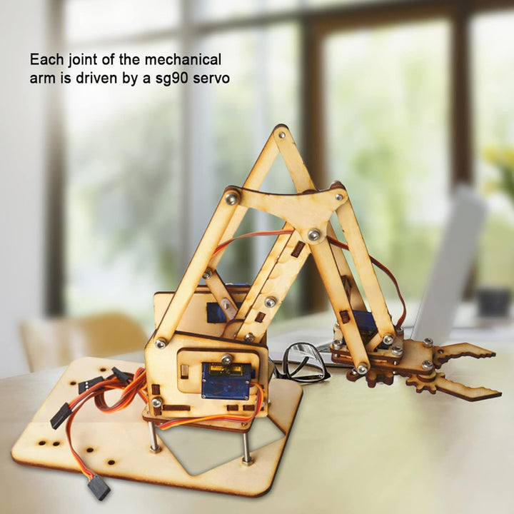 4 DOF Holz Roboter mechanischer Arm sg90 Servo Science Experiment DIY Kit für Arduino Raspberry Pi S