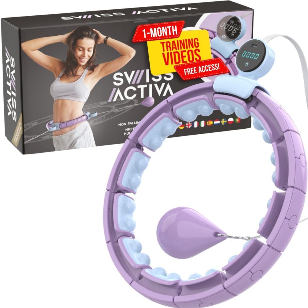 Swiss Activa+ Smart Hula Hoop Reifen Erwachsene mit Gewicht und Noppen - Hula Hoop mit Gewicht Kugel
