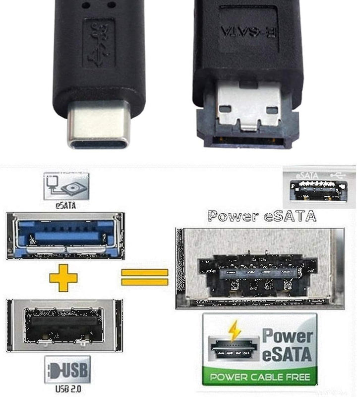 xiwai USB-C auf Power Over eSATA DC5V Adapter USB 3.0 auf HDD/SSD/ODD eSATAp Konverter