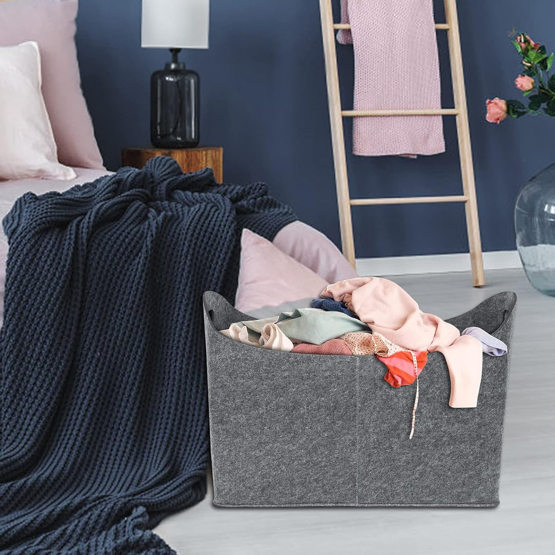 UISEBRT 2 Stück Kaminholztasche aus Filz Holzkorb XL Kaminholzkorb Holztasche mit verstärkten Griffe