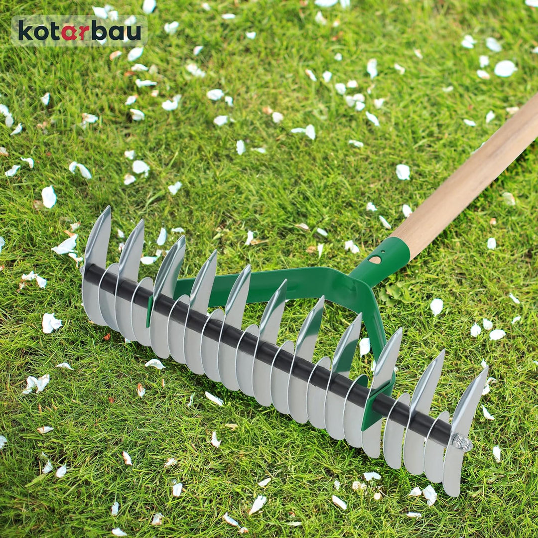 KOTARBAU® Schneidrechen 360 x 130 mm Rasenlüfter Kultivator Rasenbelüfter Rechen Handvertikutierer z