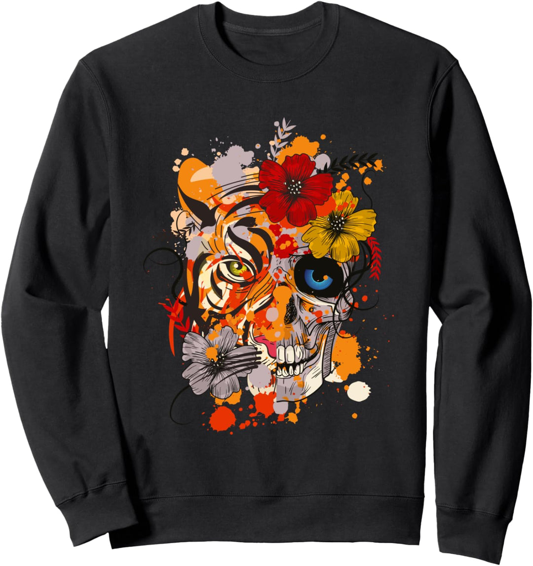 Fantasie Tiger Blumen Tier Motiv Kunst Fantasie Sweatshirt