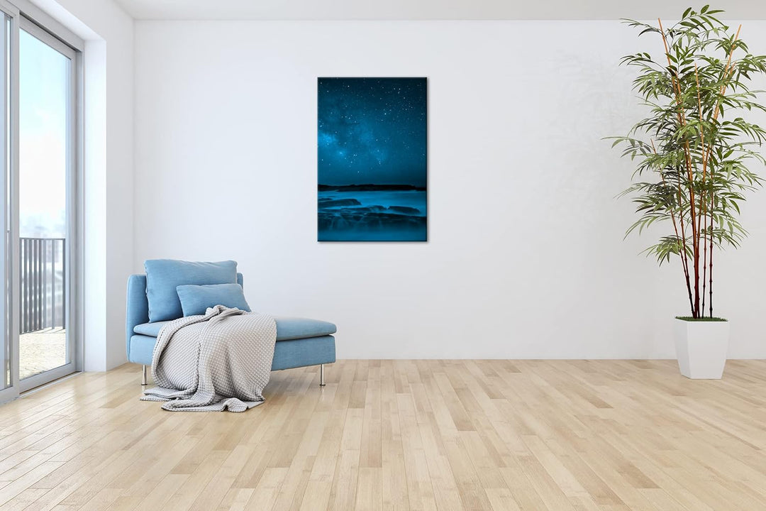 deyoli sagenhafter Sternenhimmel Format 80x60 Effekt: Monocrome Blau als Leinwandbild, Motiv fertig