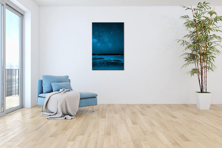 deyoli sagenhafter Sternenhimmel Format 80x60 Effekt: Monocrome Blau als Leinwandbild, Motiv fertig