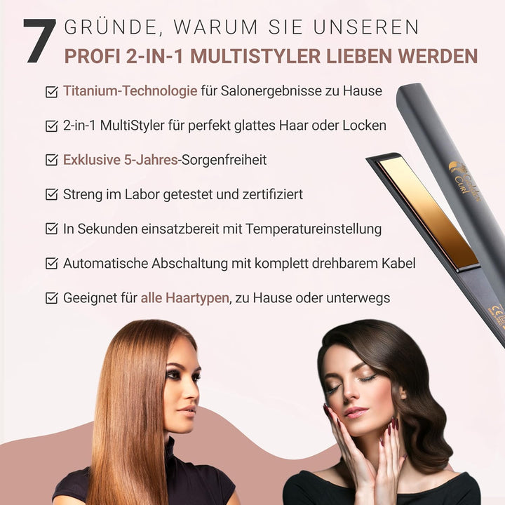 Glätteisen Locken und Glätten Haarglätter - 5 Jahre Sorgenfreiheit - Haar Styling Hair Straightener