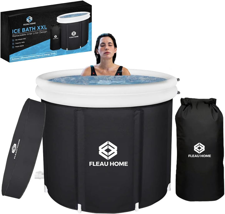 Fleau Home Eisbad XXL PRO - Sitzbad mit Deckel & Pumpe - Einzigartiges Isoliermodell - Doppelsitzkis