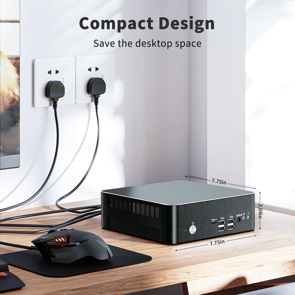 Mavsloly Mini Computer mit Core i9-9880H, 64GB RAM, 2T SSD Mini PC, 4K@60Hz, 2*HDMI, 1*DP, dreifache