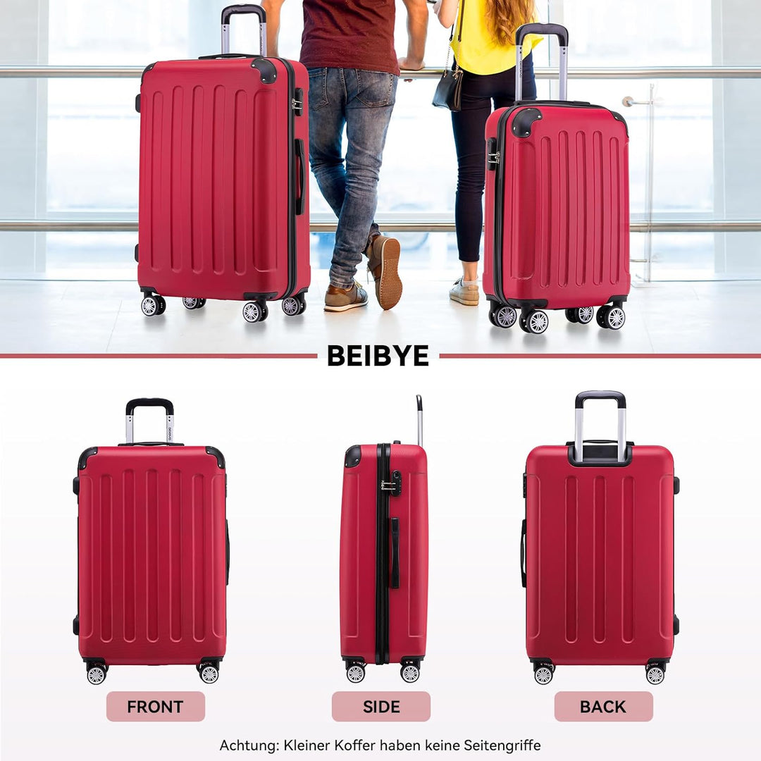 BEIBYE Zwillingsrollen Hardcase Reisekoffer Koffer Trolleys Hartschale in XL-L-M in 14 Farben (Rot,