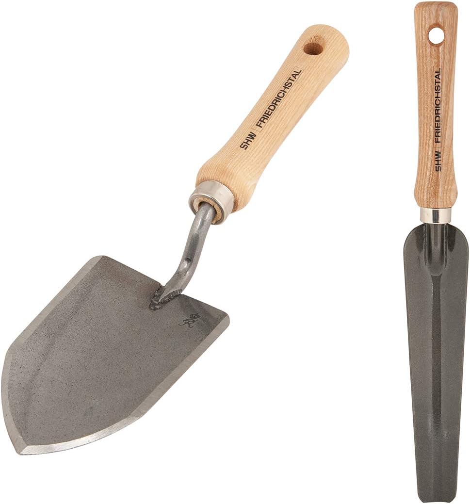 SHW-FIRE Unkrautentferner und Blumenkelle - Starkes Gartenwerkzeug aus Stahl und Holz