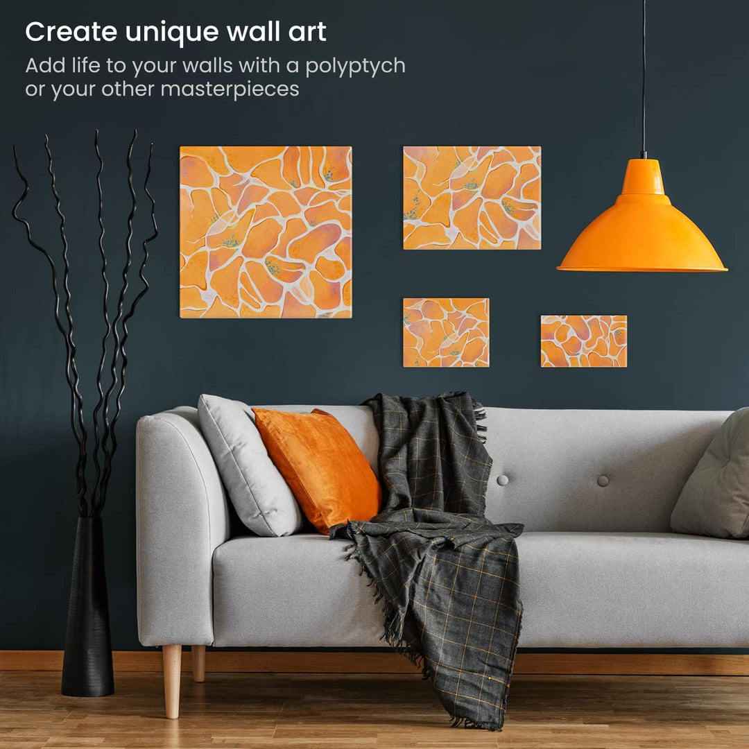 Arteza Leinwand Keilrahmen, 4 Stück 50x50, 30x40, 20x25, und 25x15cm, weisse grundierte 100% Baumwol