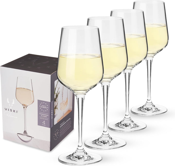 Viski Kristall-Chardonnay-Gläser – Europäisch gefertigte Weissweingläser-Set mit 113-170 ml Stiel-Ch