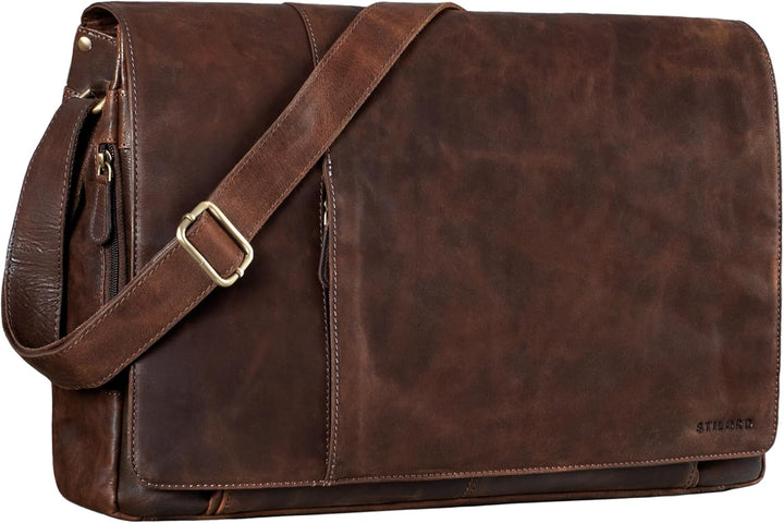 STILORD 'Maximus' XXL Ledertasche riesige Umhängetasche Unitasche 17 18 19 21 Zoll Laptop Aktentasch
