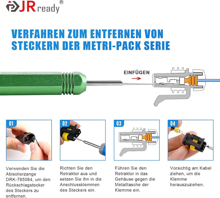JRready ST5211-05 5PCS Auspinnwerkzeug Kit For Weather-Pack Metri-Pack Serie Steckverbinder Deutsch