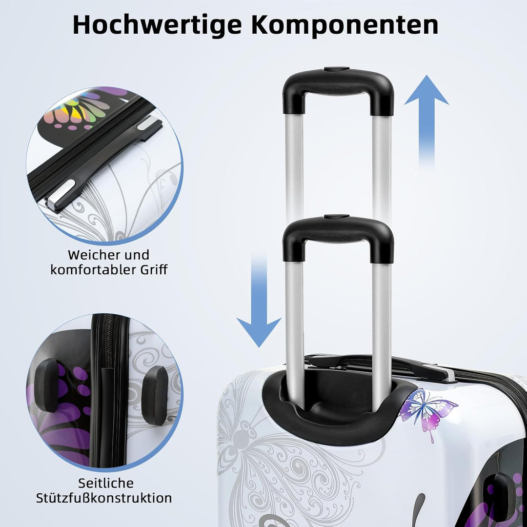 BEIBYE Reisekoffer Hartschalenkoffer Trolley Schloss Kombinationsschloss Polycarbonat Set XL-L-M-Bea