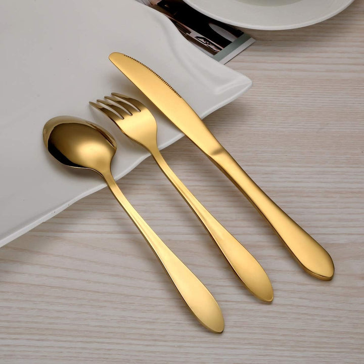 HOMQUEN Besteck Set, Gold Besteck Set, Edelstahl Set Service für 6 Personen, 30 Stück Esszimmer Best