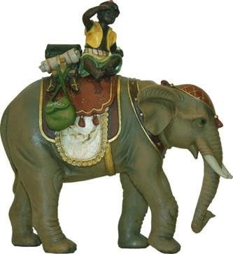 Unbekannt Krippenfiguren Elefant mit Mohr, geeignet für 12cm Figuren