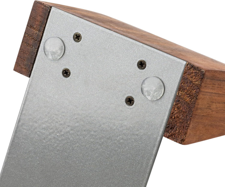 TILISMA Buchstützen für Regale – Handgefertigte Buchstützen aus Holz mit Metallsockel, Walnussbaum –