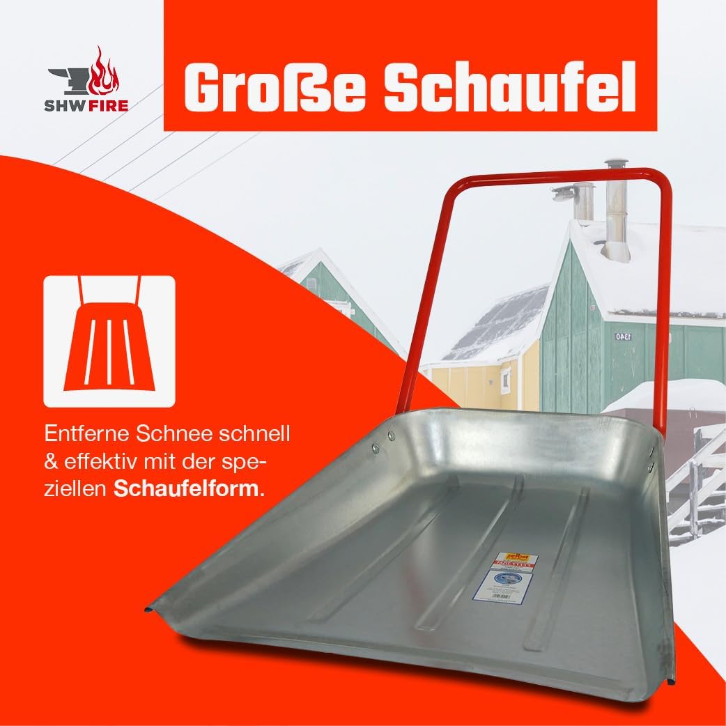 SHW-FIRE Maxi Schneeschieber 62cm, Schneewanne aus hochwertigem Stahlblech. Made in Germany
