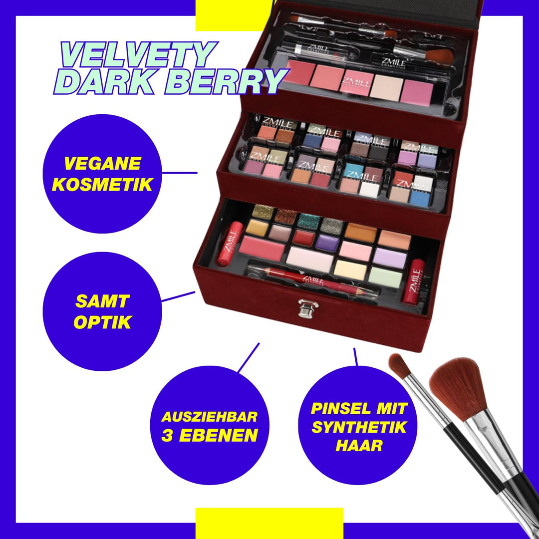 ZMILE COSMETICS Beauty Case Velvety (dark berry) Kosmetikkoffer vegane Kosmetik mit Schminke - Make