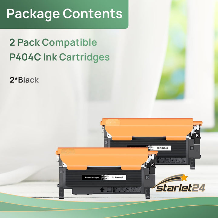 Starlet24 2X CLT-P404C Schwarz Tonerkartusche Kompatibel für Samsung CLT-K404S CLT-404S P404C Schwar