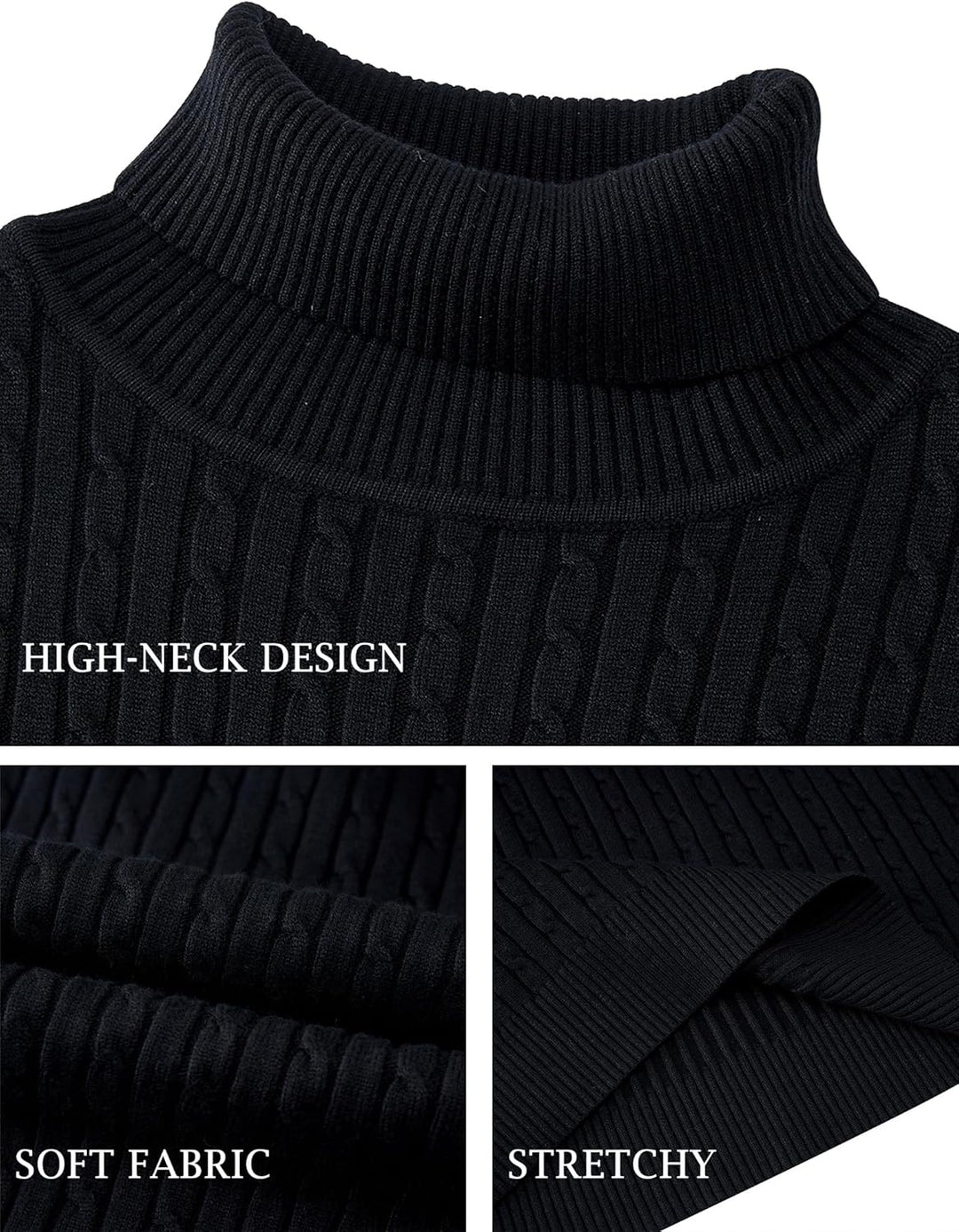 AIDEAONE Rollkragenpullover Herren Stehkragenpullover Winter Pullover Rollkragenstrickpullover Rollk