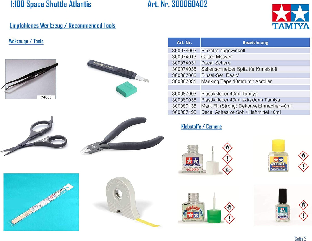 Tamiya 300060402-1:100 Space Shuttle Atlantis, Silber