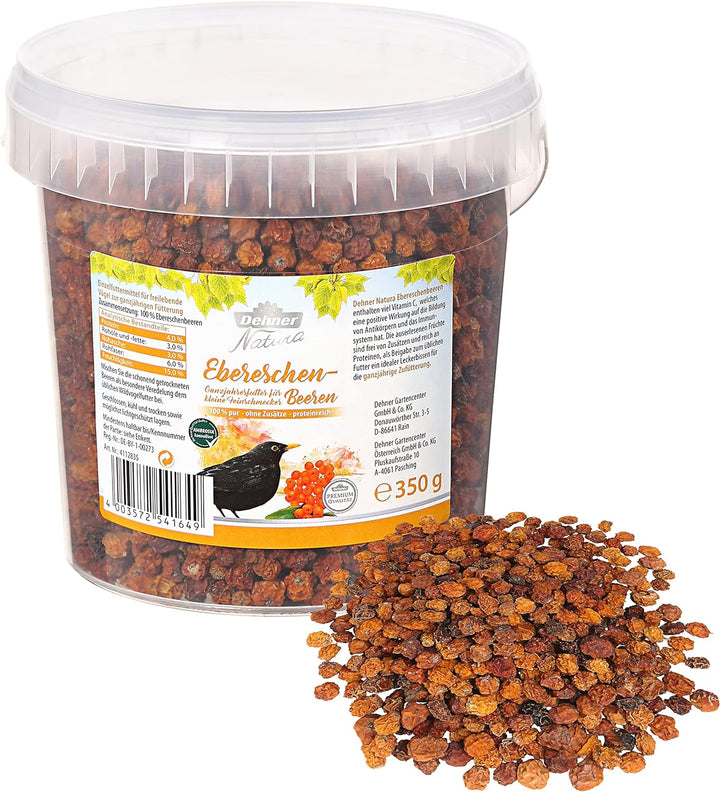 Dehner Premium Natura Wildvogelfutter, Eberschenbeeren, 6 x 350 g (2.1 kg) Eberschenbeeren 6 x 350 g