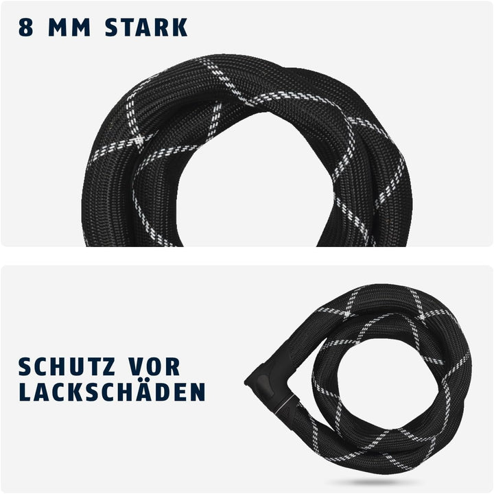 ABUS Kettenschloss Iven Chain 8210 – Fahrradschloss aus gehärtetem Stahl – mit Kunstfaserummantelung