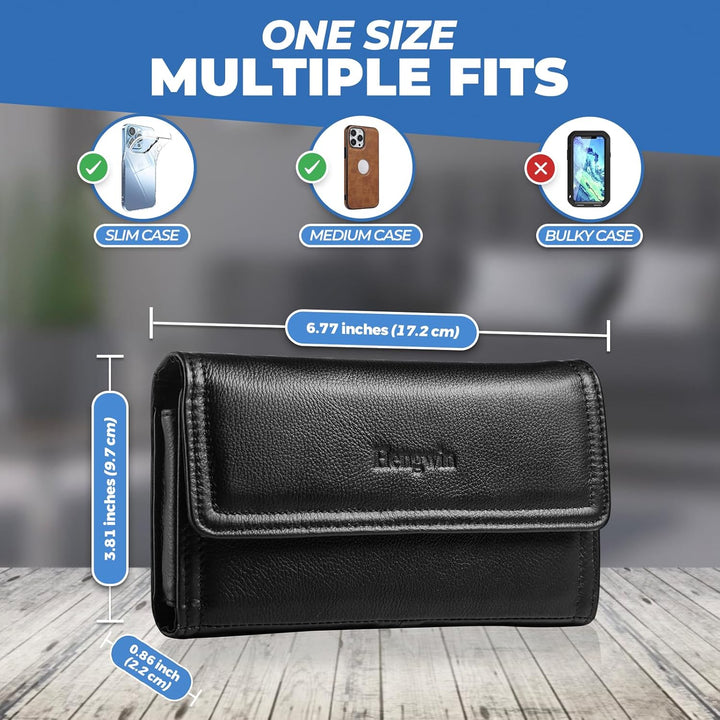 Hengwin Leder-Handy-Holster mit Gürtelschlaufe, passend für iPhone 15 Pro Max 14 Plus, Samsung Galax