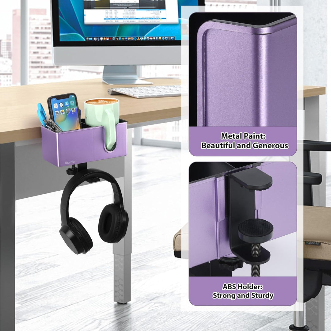 SchreibtischOrganizer mit KopfhörerAufhänger, Schbtisch-Getränkehalter für Schreibtisch-Aufbewahrung