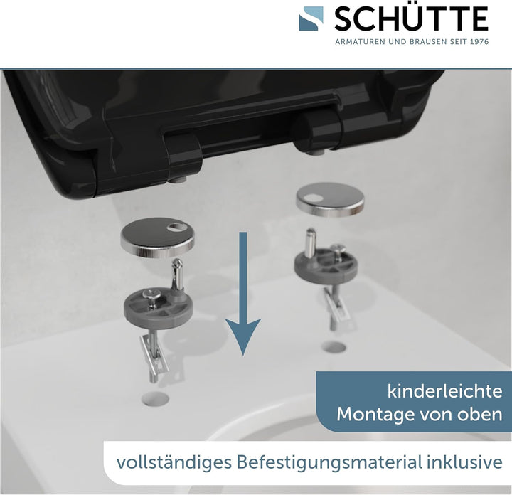 SCHÜTTE WC-Sitz mit Absenkautomatik | Abnehmbarer Klodeckel aus bruchsicherem Duroplast | Innovative