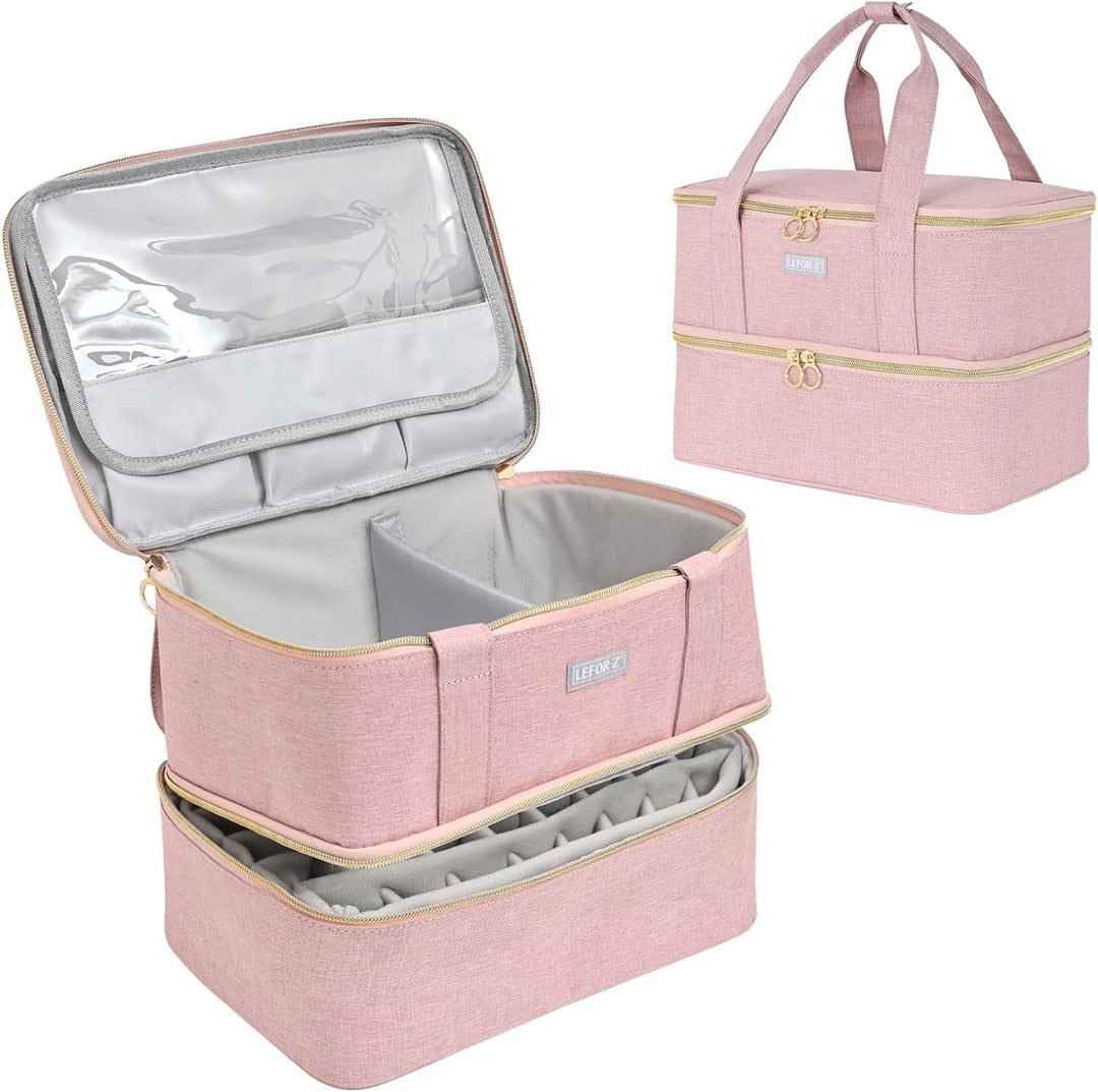 Nagellack Aufbewahrung Tasche,Doppelschichtige Nagellack Organizer für 40 Flaschen(15ml-0.5 FL.oz) u